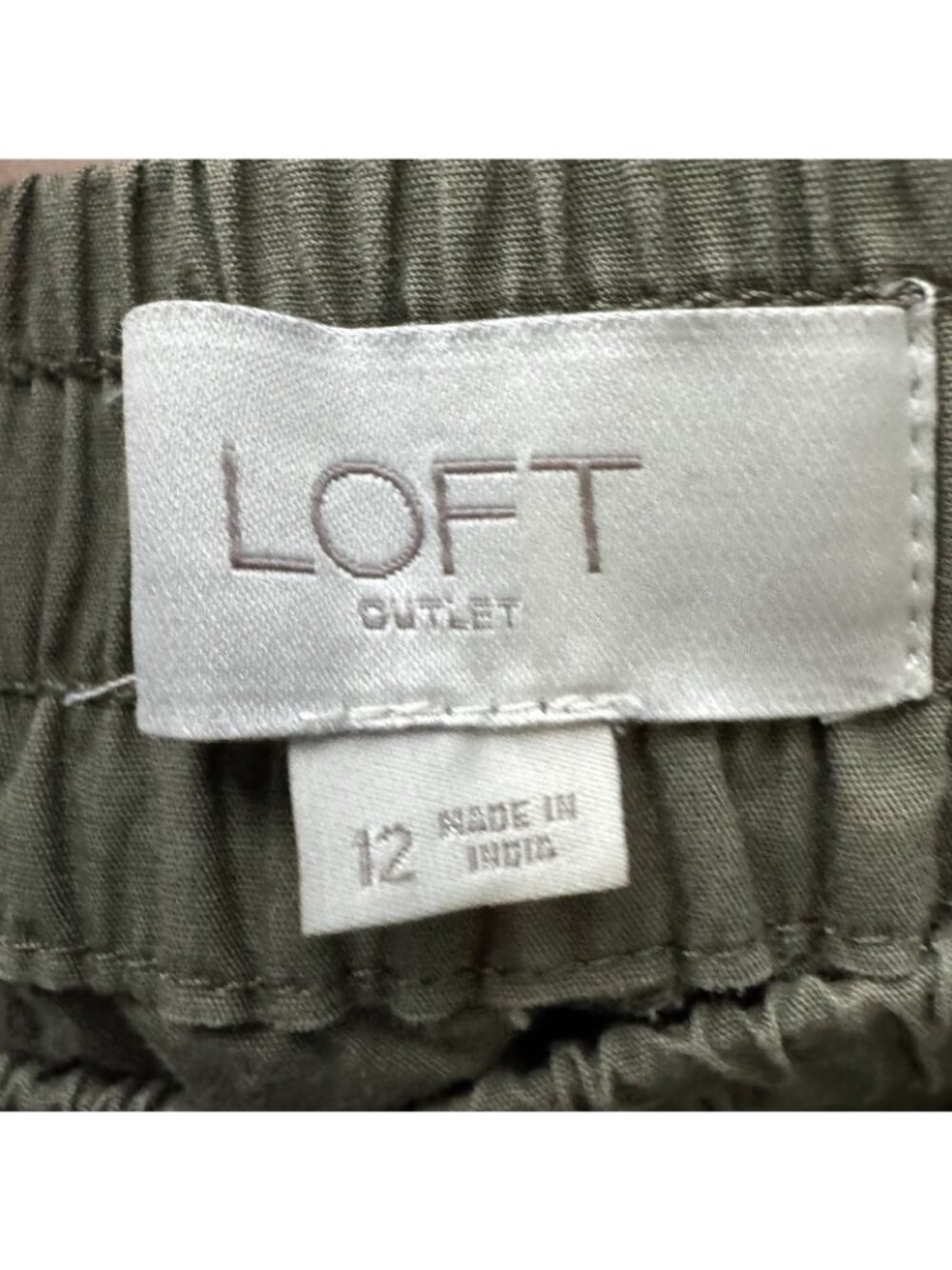 LOFT Outlet Womens Size 12 Olive Green Pull On Cargo Crop Pants Cotton Casual - Picture 6 of 9